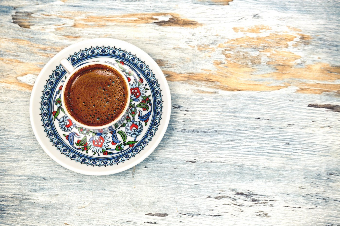 Turkish coffee in patterned cup