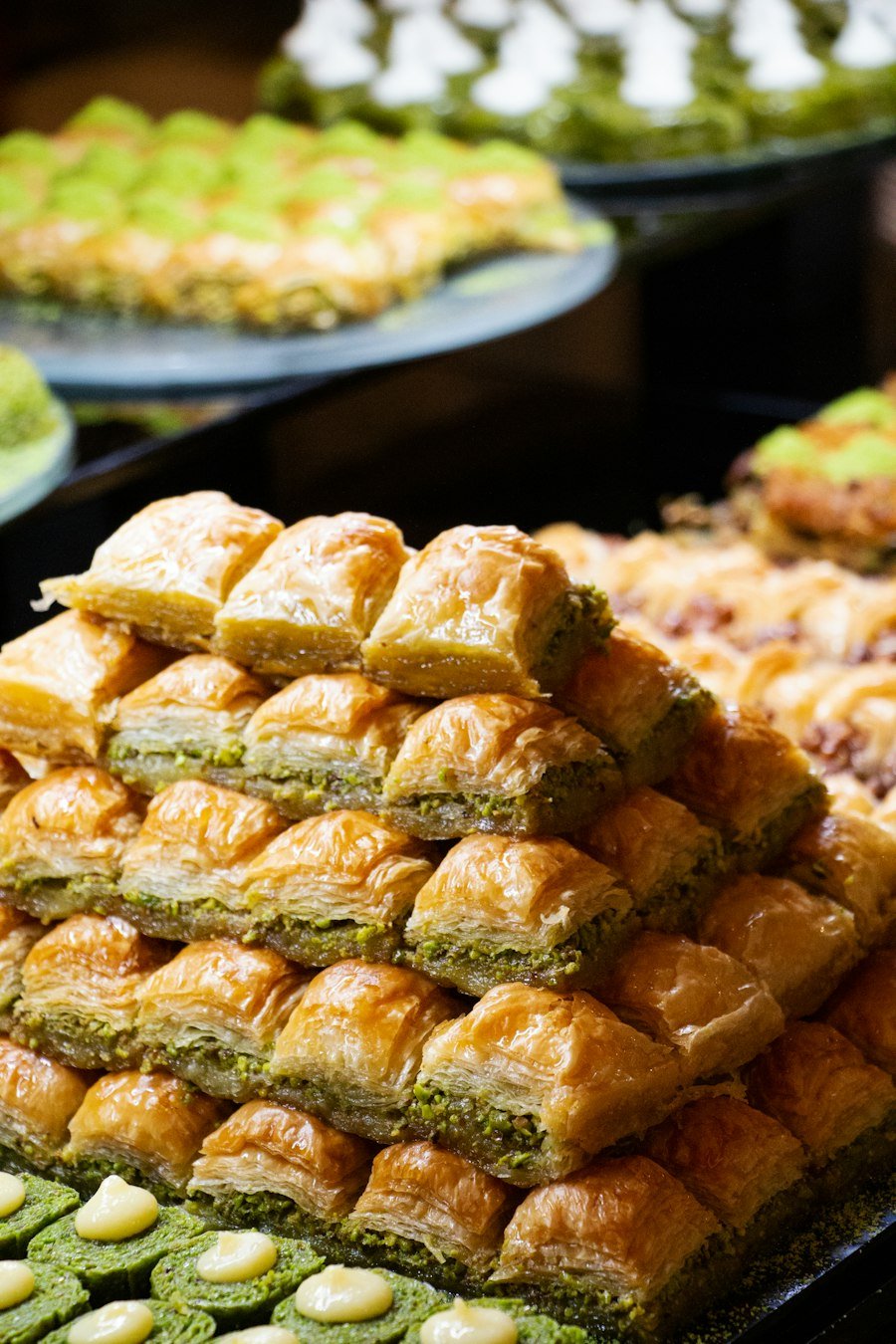 Trays of Turkish baklava