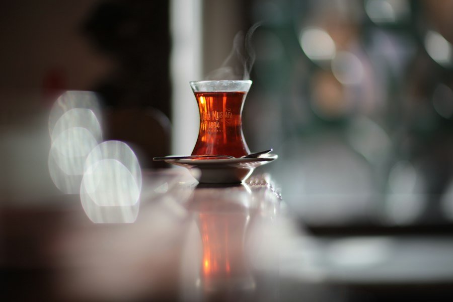Turkish tea in a tulip-shaped glass