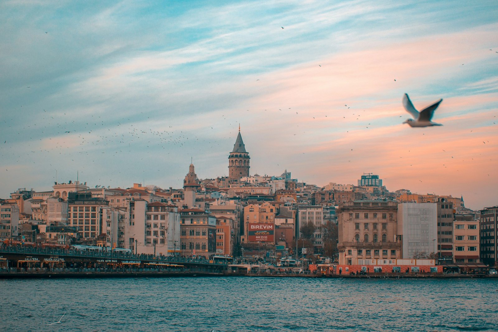Galata Tower and Istanbul skyline at sunset