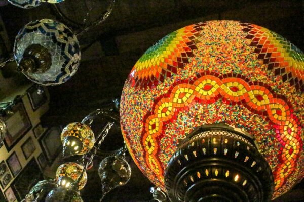 Turkish Mosaic Table Lamp – Multicolour (16 cm Globe)